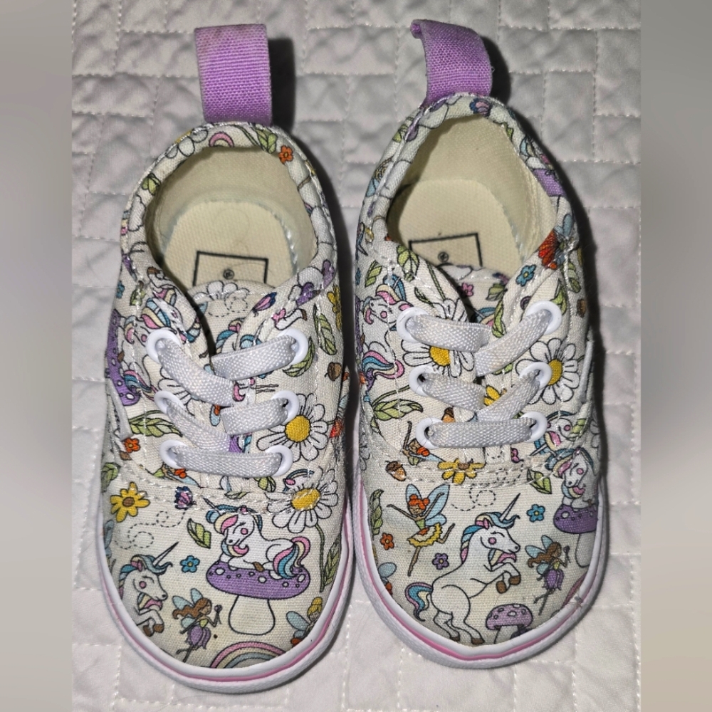 Vans White and Purple Unicorn Slip-On Sneakers